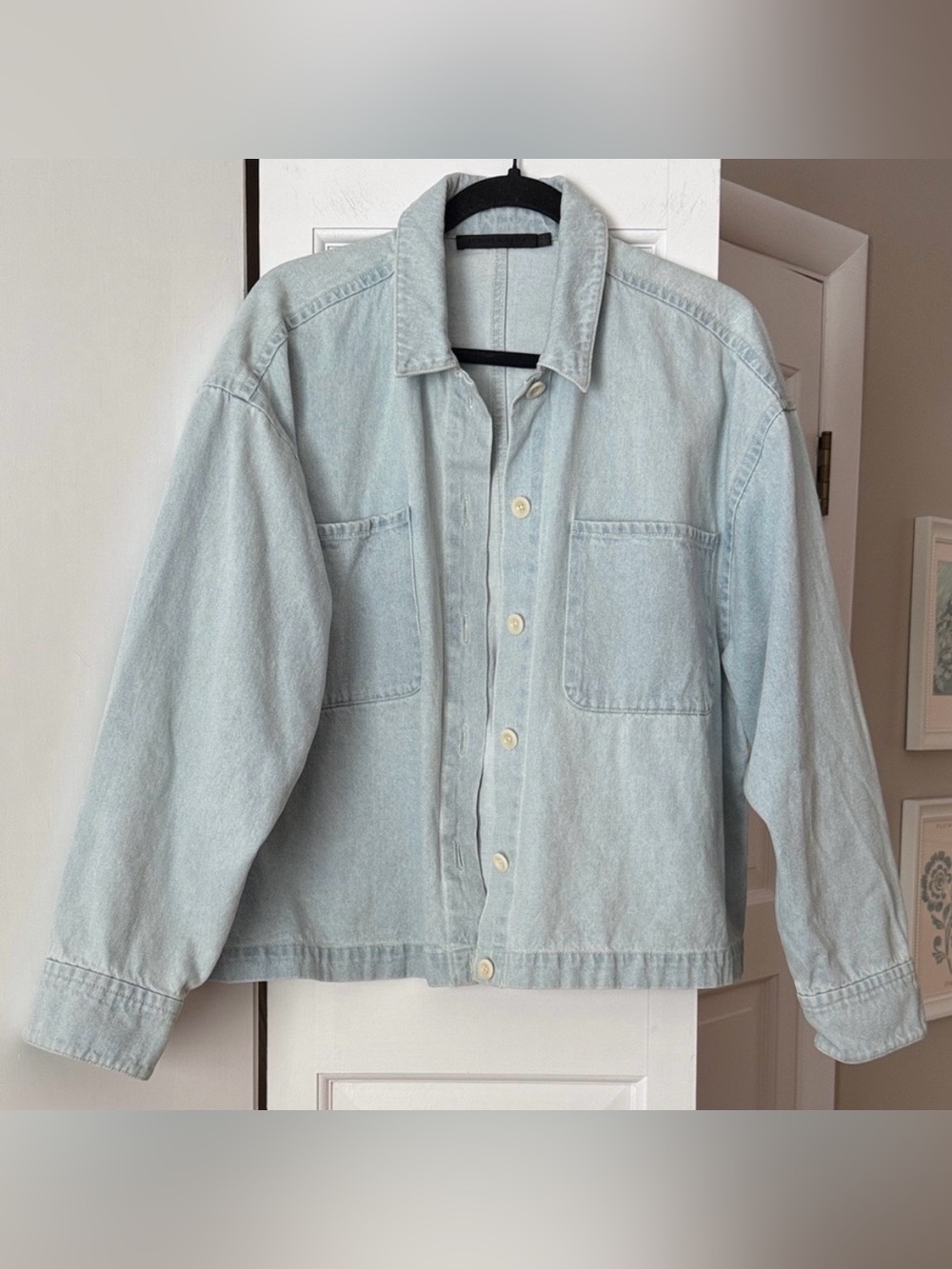 Jenni Kayne Light Blue Denim Shirt Jacket size large EUC